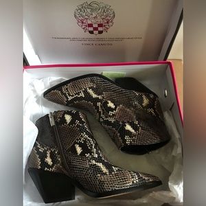 Vince Camuto snake embossed ankle boots